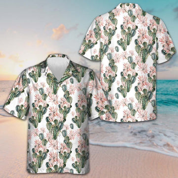 Cactus Pattern Hawaiian Shirt Mens Button Up Shirts Summer Presents For Husband