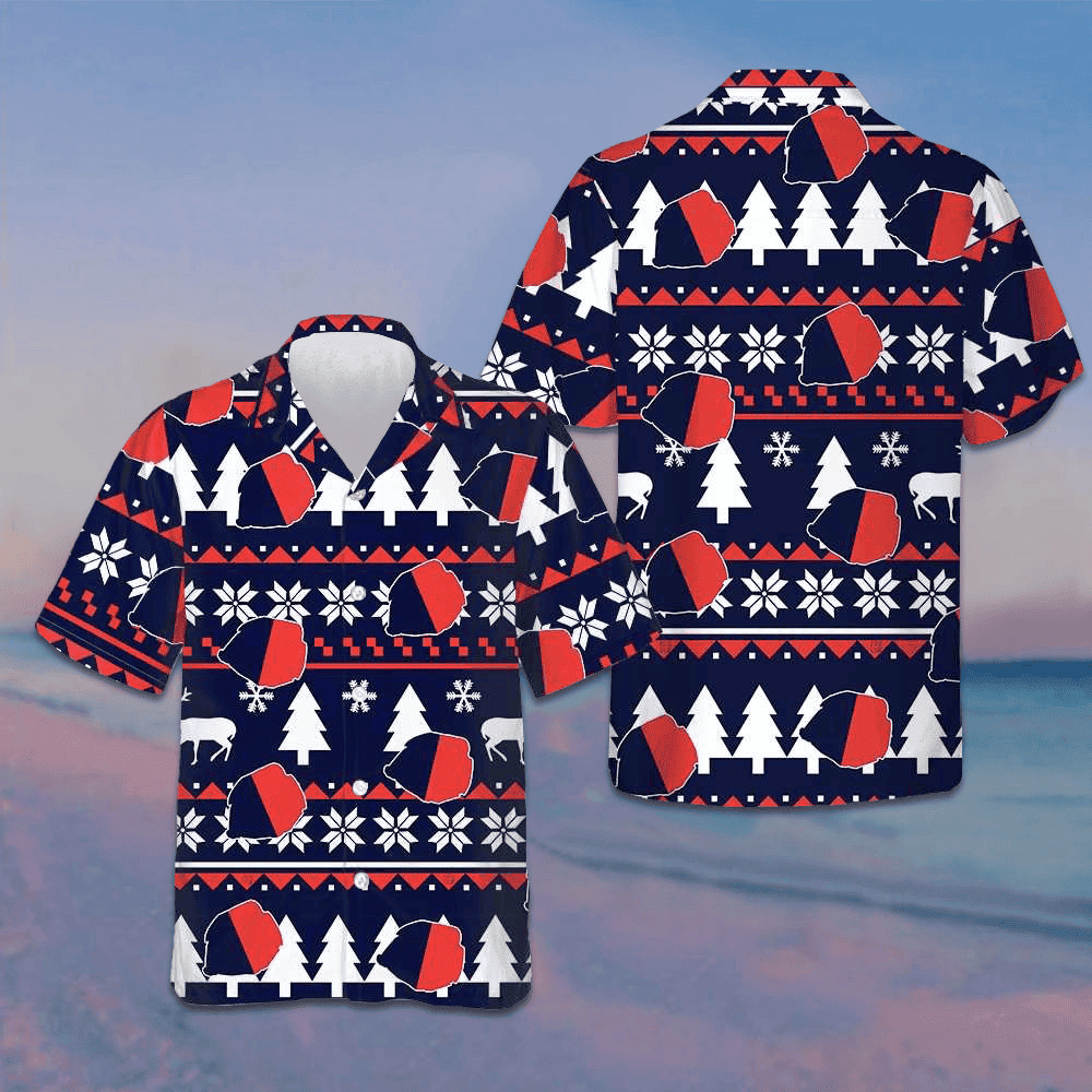 Paris Ugly Christmas Pattern Hawaiian Shirt Mens Christmas Shirts Gifts For Husband