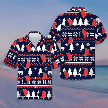 Paris Ugly Christmas Pattern Hawaiian Shirt Mens Christmas Shirts Gifts For Husband