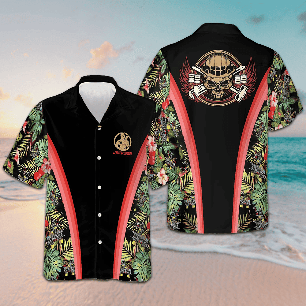 Custom Oilfield Man Tropical Hawaiian Shirt Beach Button Up Shirt Gifts For Oilfield Workers