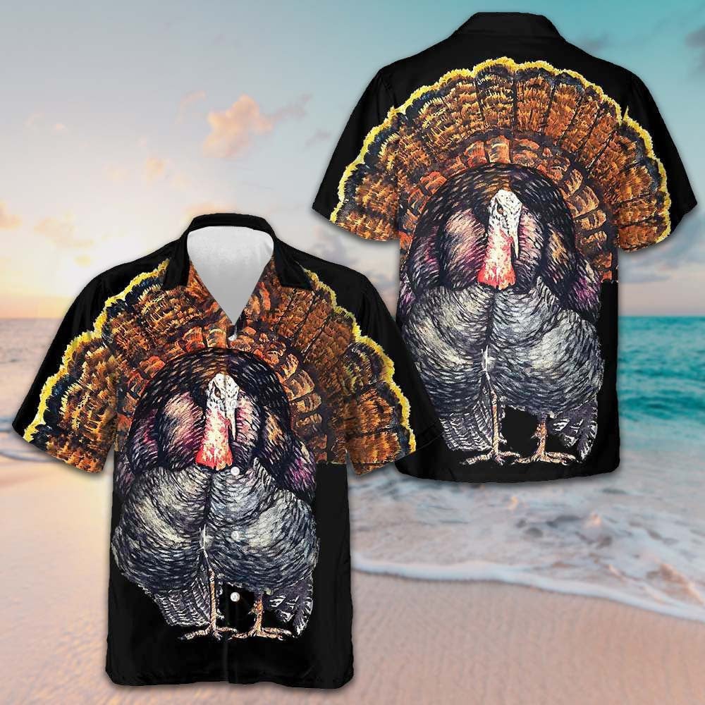 Standing Black Turkey Hawaiian Shirt Happy Thanksgiving Shirt Gifts For Friends