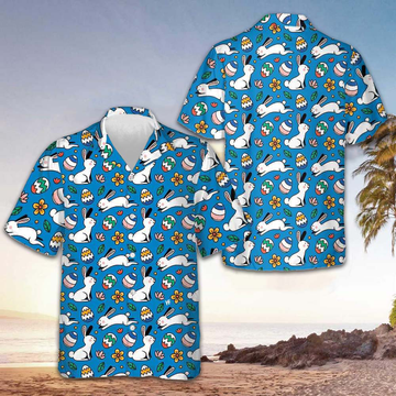 Colorful Easter Pattern Hawaiian Shirt Funny Bunny Shirt Gifts For Him