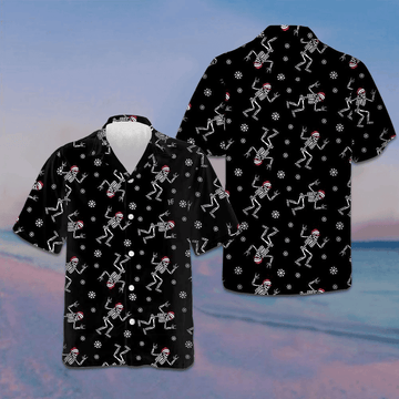 Christmas Rock Hawaiian Shirt Funny Christmas Skeleton Shirt Gifts For Husband