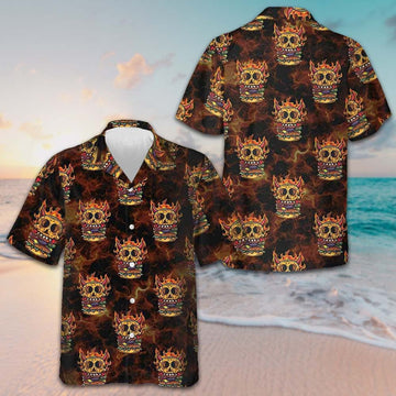 Skull Monster Burger Hawaiian Shirt Unique Design Burger Shirt Gift Ideas For Men