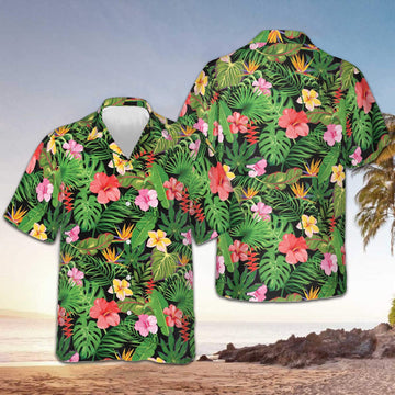 Floral Pattern Summer Hawaiian Shirt Beach Short Sleeve Button Down Presents For Son