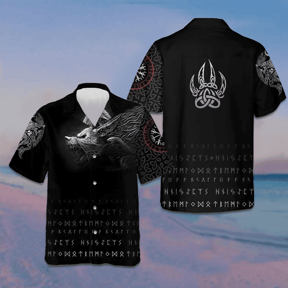 Fenrir Wolf Hawaiian Shirt Short Sleeve Button Down Gifts For Brother