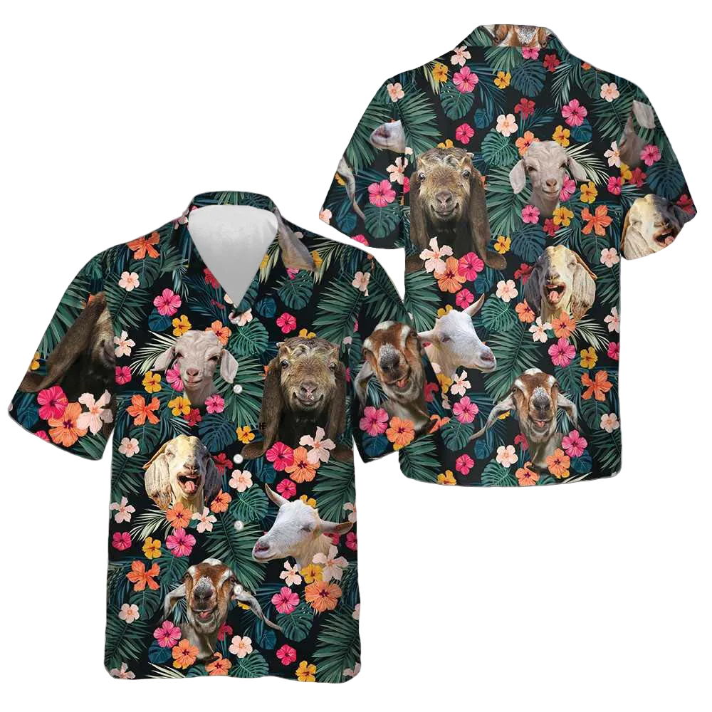 Goat Aloha Hawaiian Shirt Beach Button Up Shirts For Men Gifts For Goat Lovers