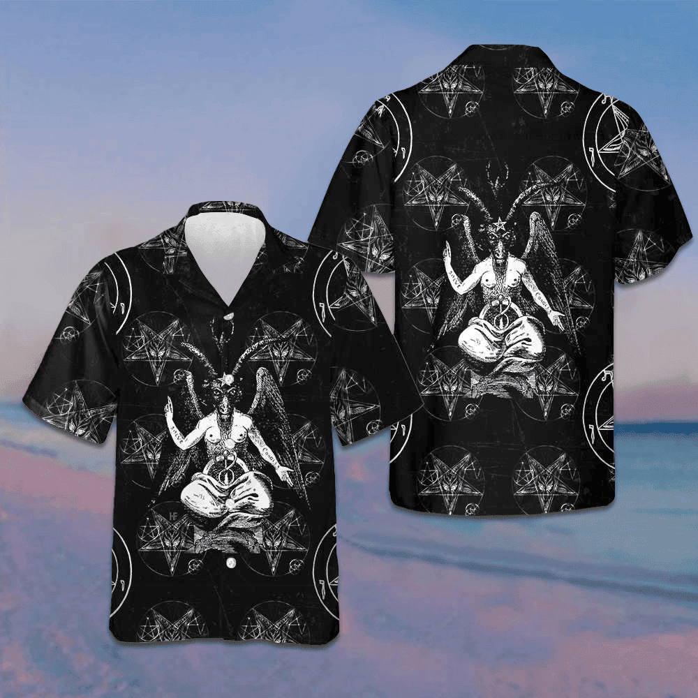 Goat Satan Hawaiian Shirt Button Up Beach Shirts Mens Gifts For Boyfriend