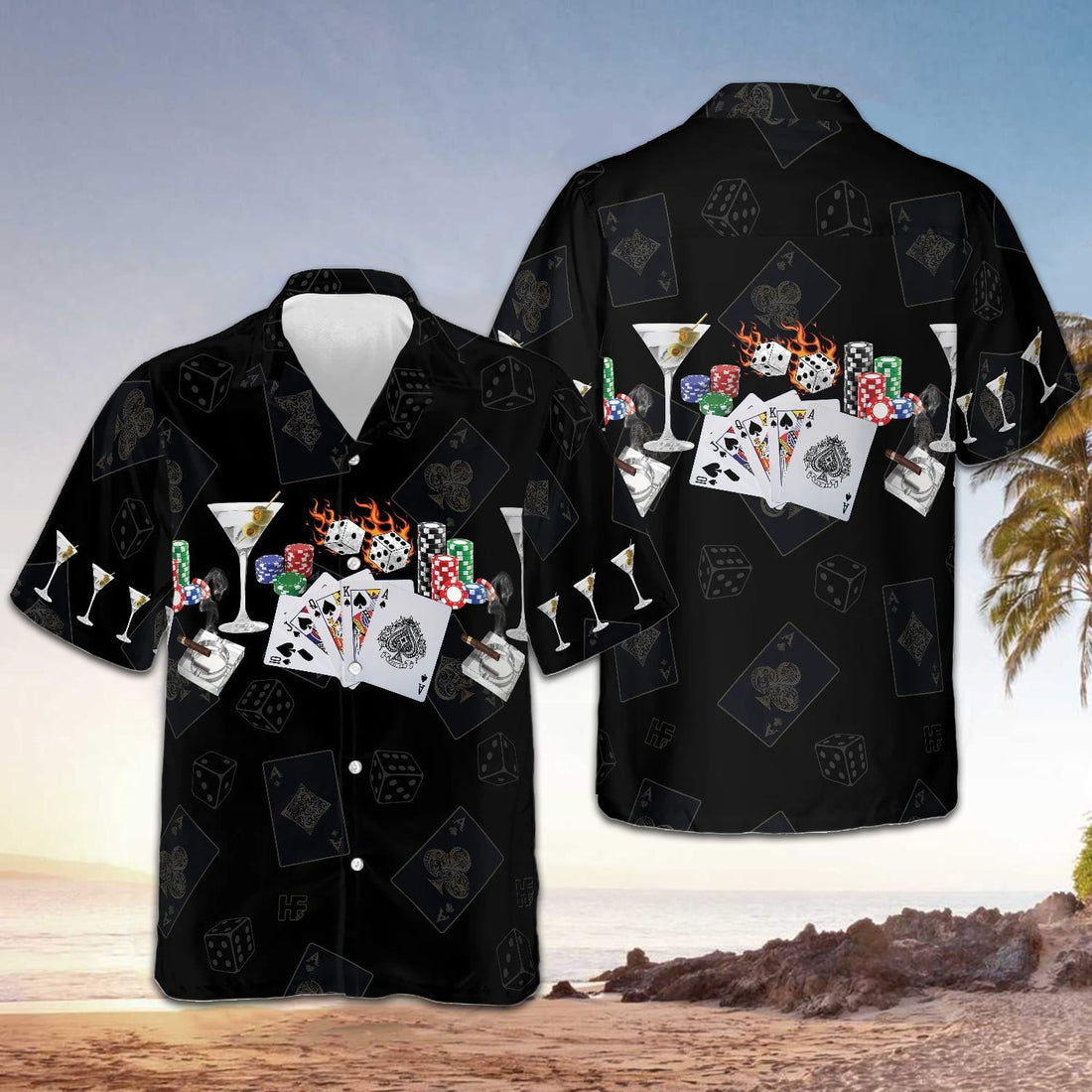 Gambling And Wine Hawaiian Shirt Mens Summer Button Down Shirts Gift Ideas