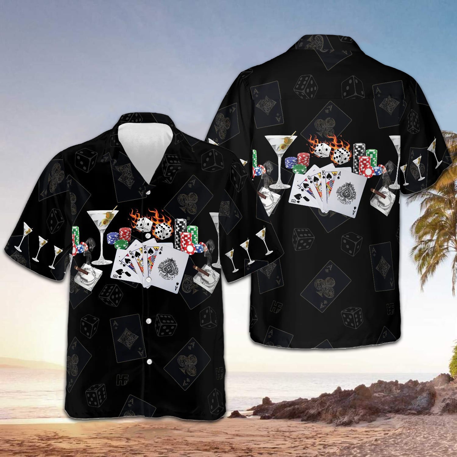 Gambling And Wine Hawaiian Shirt Mens Summer Button Down Shirts Gift Ideas