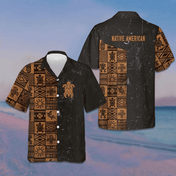 Native American Aztec Ethnic Hawaiian Shirt Mens Summer Short Sleeve Shirts Gifts For Stepson