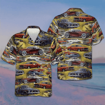 Retro Cars Hawaiian Shirt Mens Summer Button Down Shirts Gifts For Car Lovers