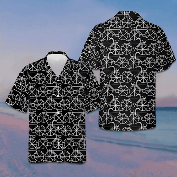 Black And White Bicycle Seamless Pattern Hawaiian Shirt Mens Button Up Shirts Summer