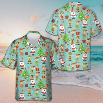 Santa Helper Pattern Hawaiian Shirt Merry Christmas Funny Shirt Gift Ideas For Boyfriend