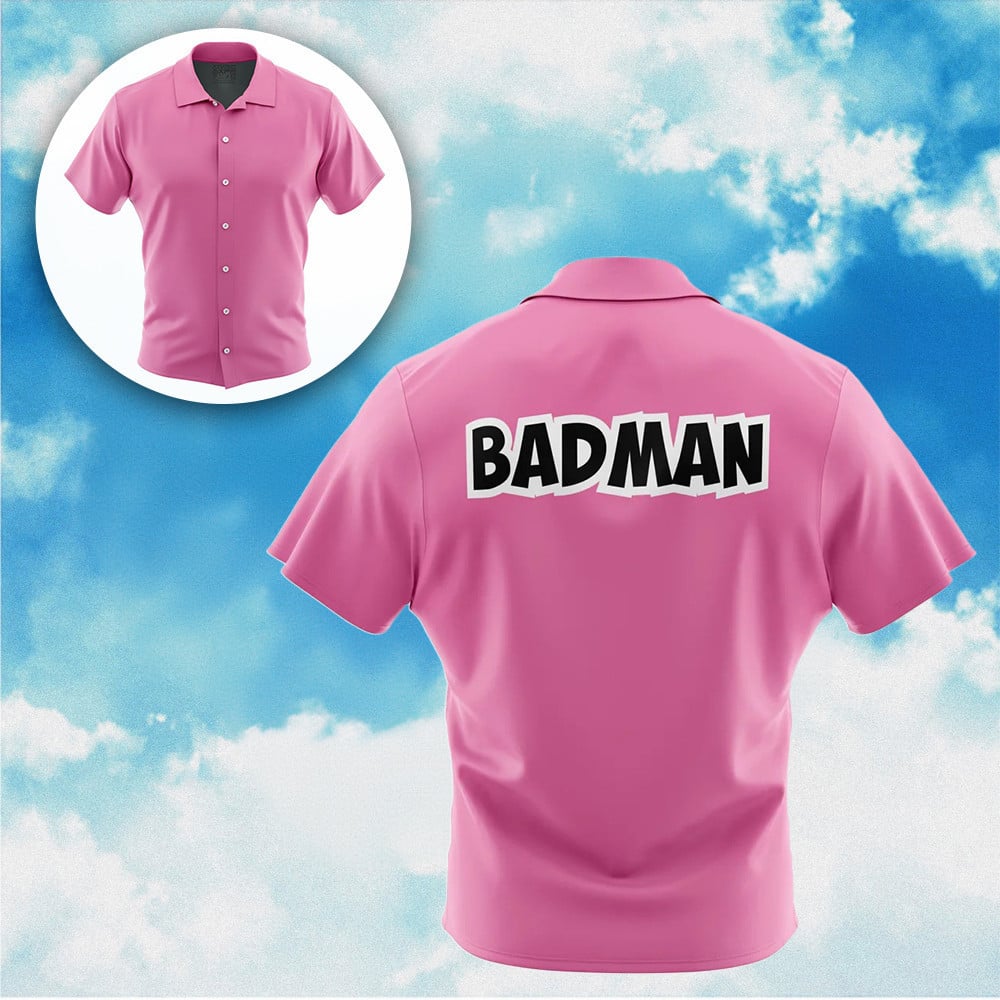 Vegeta Badman Pink DBZ Abridged Button Up Hawaiian Shirt Gifts For Dragon Ball Z Fans