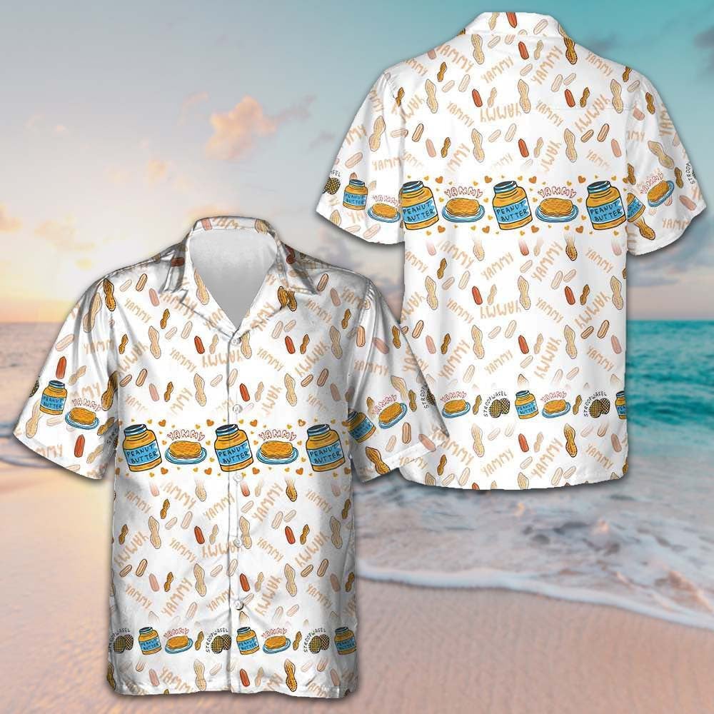 Yammy Peanut Butter Hawaiian Shirt Summer Button Up Gift For Peanut Butter Lovers
