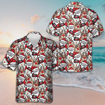 Santa Reindeer And Snowman Hawaiian Shirt Cute Xmas Shirt Gifts For Best Friends