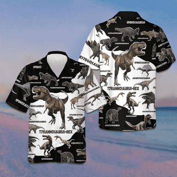 Dinosaur Hawaiian Shirt Mens Button Down Shirts For Summer Gifts For Animal Lovers