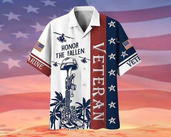 US Veteran Hawaiian Shirt Honor The Fallen Unique U.S Veteran Merch Gifts