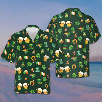 St Patrick's Day Symbol Seamless Pattern Hawaiian Shirt Button Up Shirt Gifts For Irish