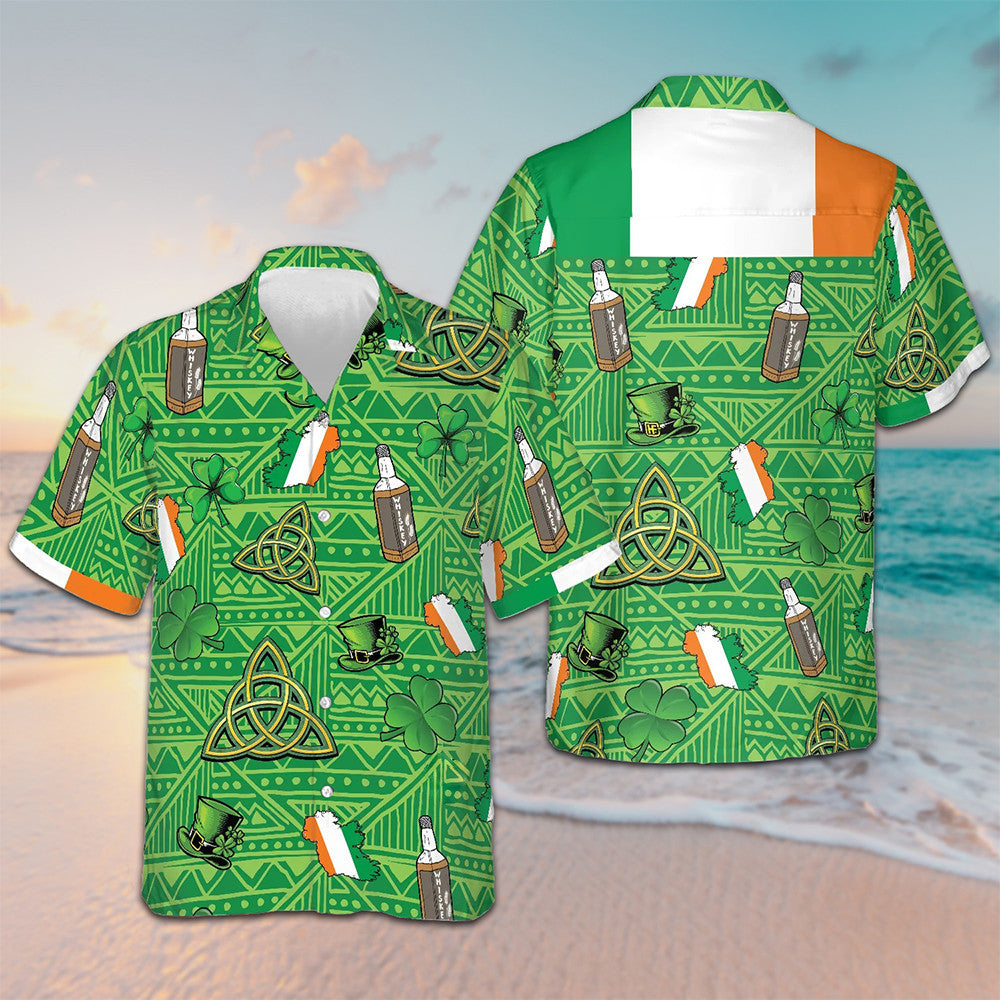 Irish Saint Patrick's Day Hawaiian Shirt For Men's Shamrock Button Down Shirt Irish Clothing
