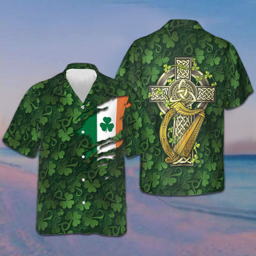 Saint Patrick's Day Ireland Shamrock Hawaiian Shirt Celtic Cross Irish Shirt Gifts For Him