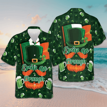 Forever Beer And Green Seamless Ireland Hawaiian Shirt St Patrick's Day 2023 Button Up Shirt