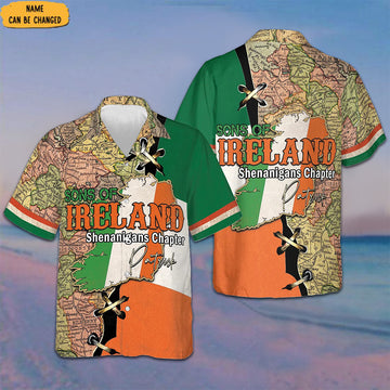 Custom Sons Of Ireland Shenanigans Chapter Hawaiian Shirt Gifts For St Patrick's Day Irish