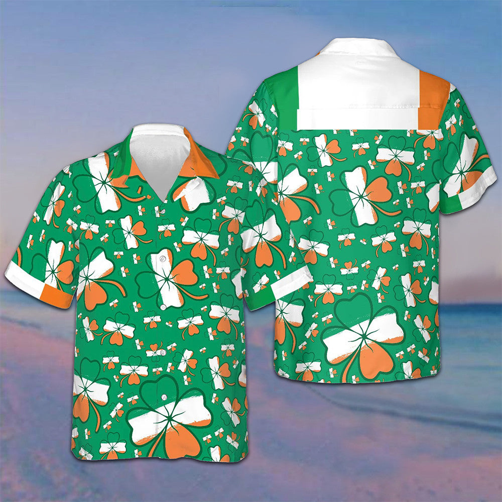 Ireland Shamrock Hawaiian Shirt Saint Patrick's Day Irish Holiday Button Up Shirt Mens