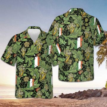 Ireland Flag Cross Celtic Harp Hawaiian Shirt Irish St Patrick's Day Aloha Shirt Gifts