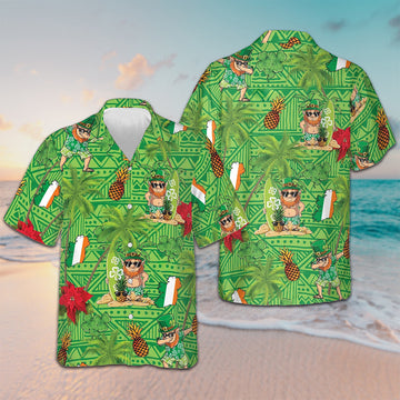 Ireland Leprechaun Saint Patrick's Day Hawaiian Shirt Irish Proud Button Down Shirt Men's