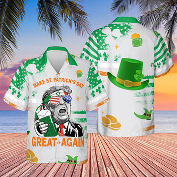 2026 Make St Patrick's Day Great Again Hawaiian Shirt 2026 Beer Drinking St Patrick/s Day Shirt