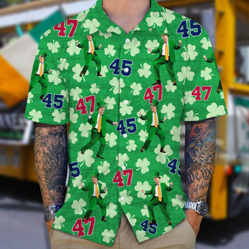 2026 45 -47 Shamrock Patrick's Day Hawaiian Shirt Funny Donald 2026 Won Merch