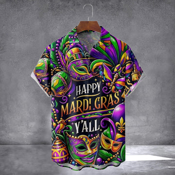 Mardi Gras Happy Mardi Gras Chest Pocket Hawaiian Shirt Saint Patrick' S Day Shirt Him Gifts