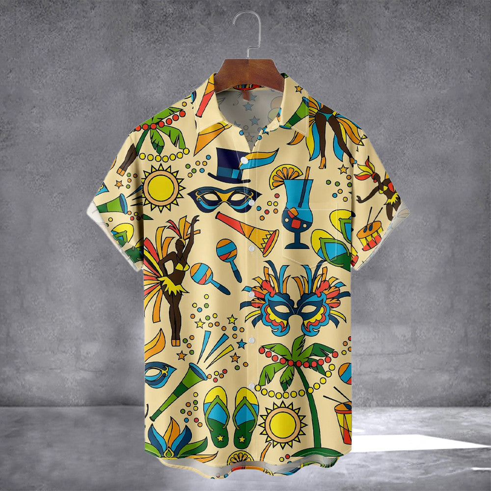 Mardi Gras Mask Graphic Chest Pocket Hawaiian Shirt Happy St Patrick' S Day Shirt Her Gifts