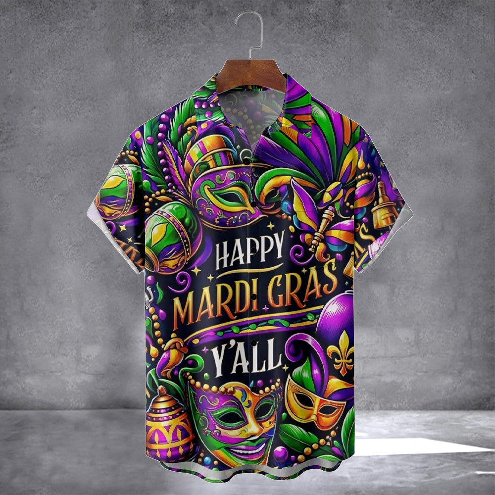 Mardi Gras Happy Mardi Gras Chest Pocket Hawaiian Shirt Saint Patrick'S Day Shirt Him Gifts