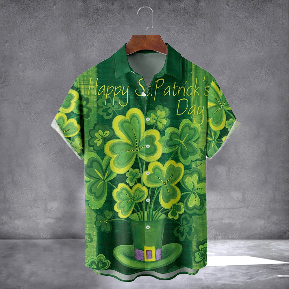 Irish Lucky Clover Hawaiian Shirt With Pocket Happy St Patricks Day Shirts Gift For Him