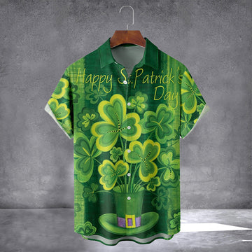 Irish Lucky Clover Hawaiian Shirt With Pocket Happy St Patricks Day Shirts Gift For Him