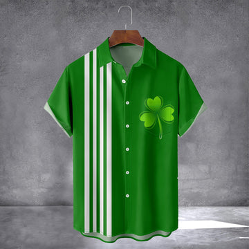 Shamrock St Patrick's Day Hawaiian Shirt With Pocket March 17 Irish Shirt Son Gifts