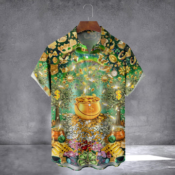 Irish Gold Coin Hawaiian Shirt With Pocket St Patricks Shirts Gifts For Son In Law