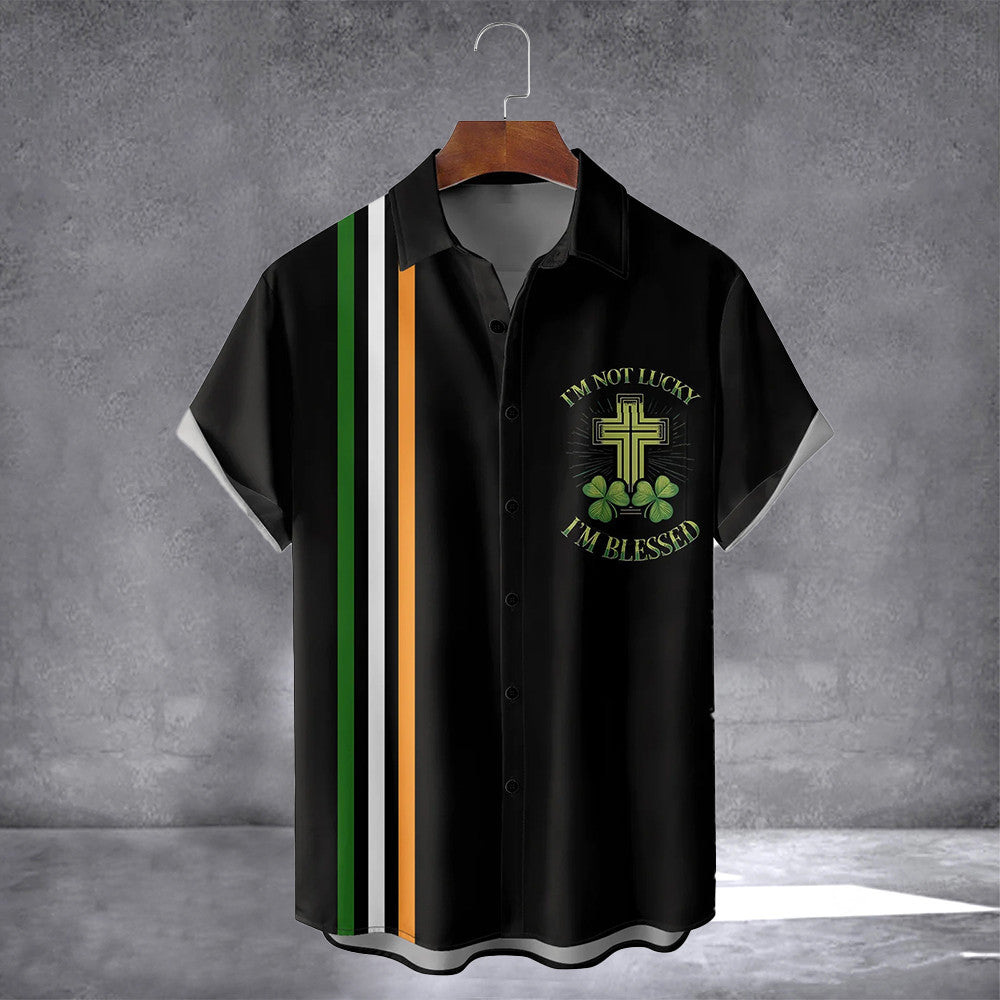 I'm Not Lucky I'm Blessed Hawaiian Shirt With Pocket St Patrick's Day Button Down Shirt Gifts