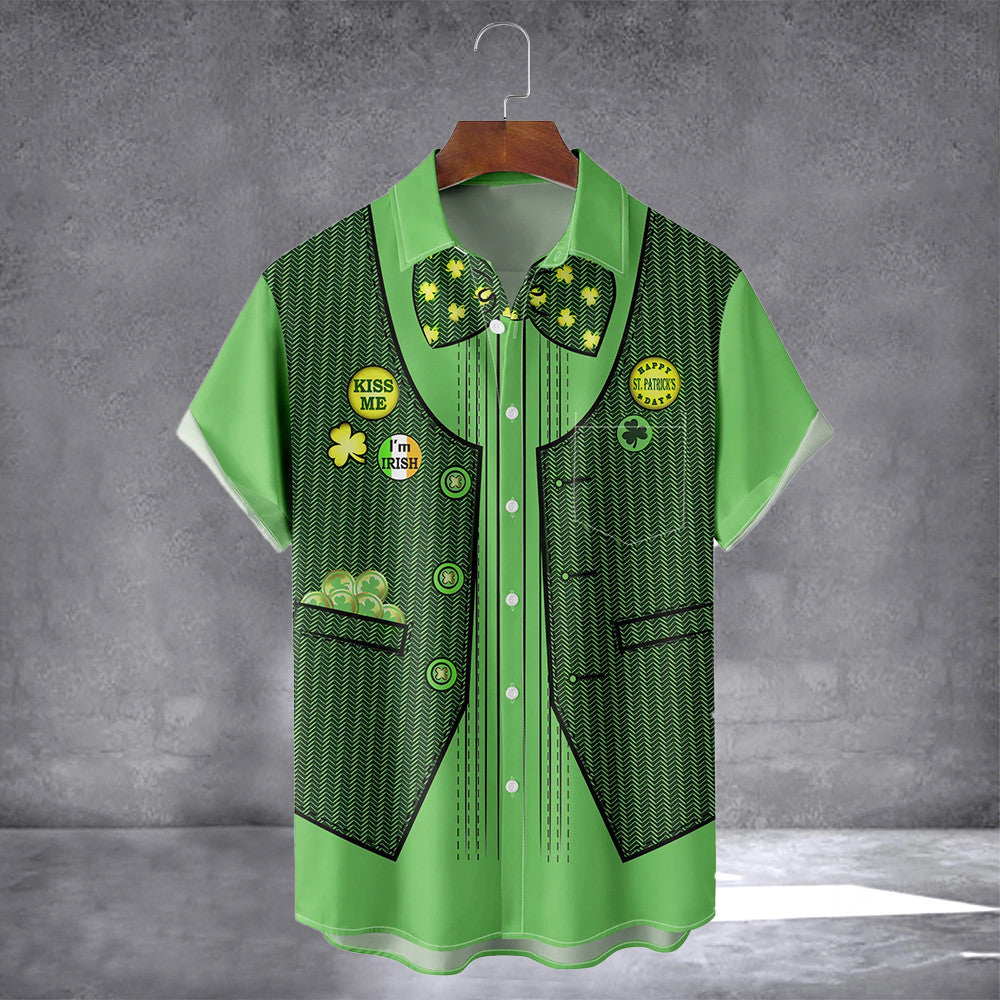 Kiss Me I'm Irish Hawaiian Shirt With Pocket Mens St Patricks Shirt Gift For Boyfriend
