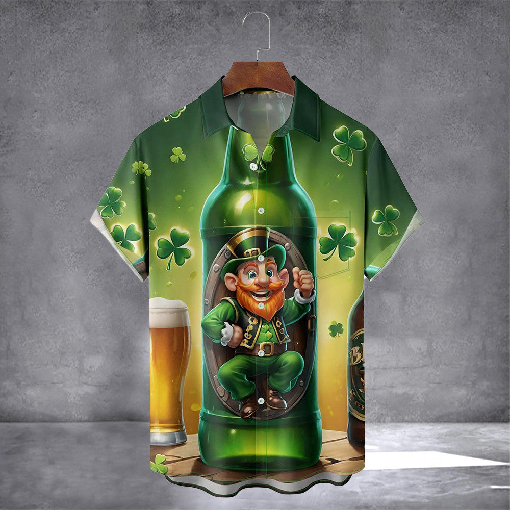 Irish Shamrock And Beer Hawaiian Shirt With Pocket Saint Patricks Day Shirts Gifts For Brother