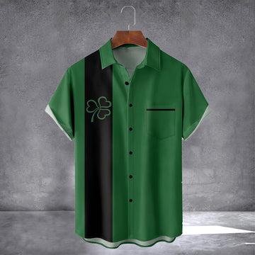 Irish Lucky Clover Green Hawaiian Shirt With Pocket Saint Patricks Day Shirts Gift For Him