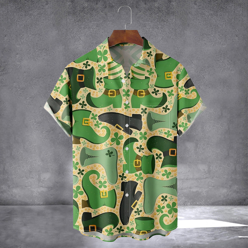 St. Patrick's Day Shamrock Hawaiian Shirt With Pocket Funny Holiday Shirt Gifts For Boyfriend