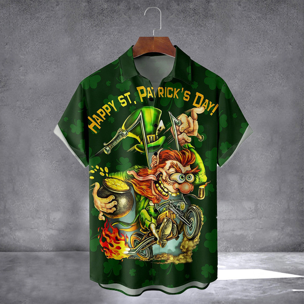 Happy St Patrick's Day Hawaiian Shirt With Pocket Shamrock Shirt Gifts For Holiday