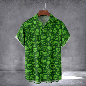Green Irish St Patrick's Day Lucky Clover Beer Hawaiian Shirt With Pocket March 17 Holiday Shirt