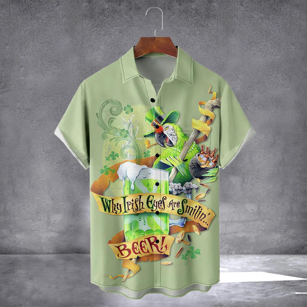 Parrot Why Irish Eyes Are Amilin Beer Hawaiian Shirt With Pocket Saint Patricks Day Shirts Gift