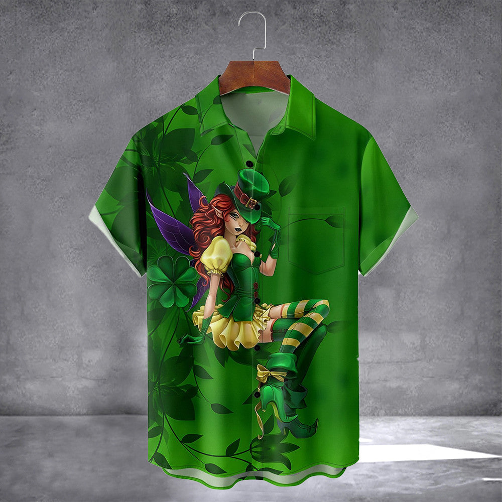 Shamrock Happy St. Patrick's Day Hawaiian Shirt With Pocket Irish Holiday Shirt Gift For Husband