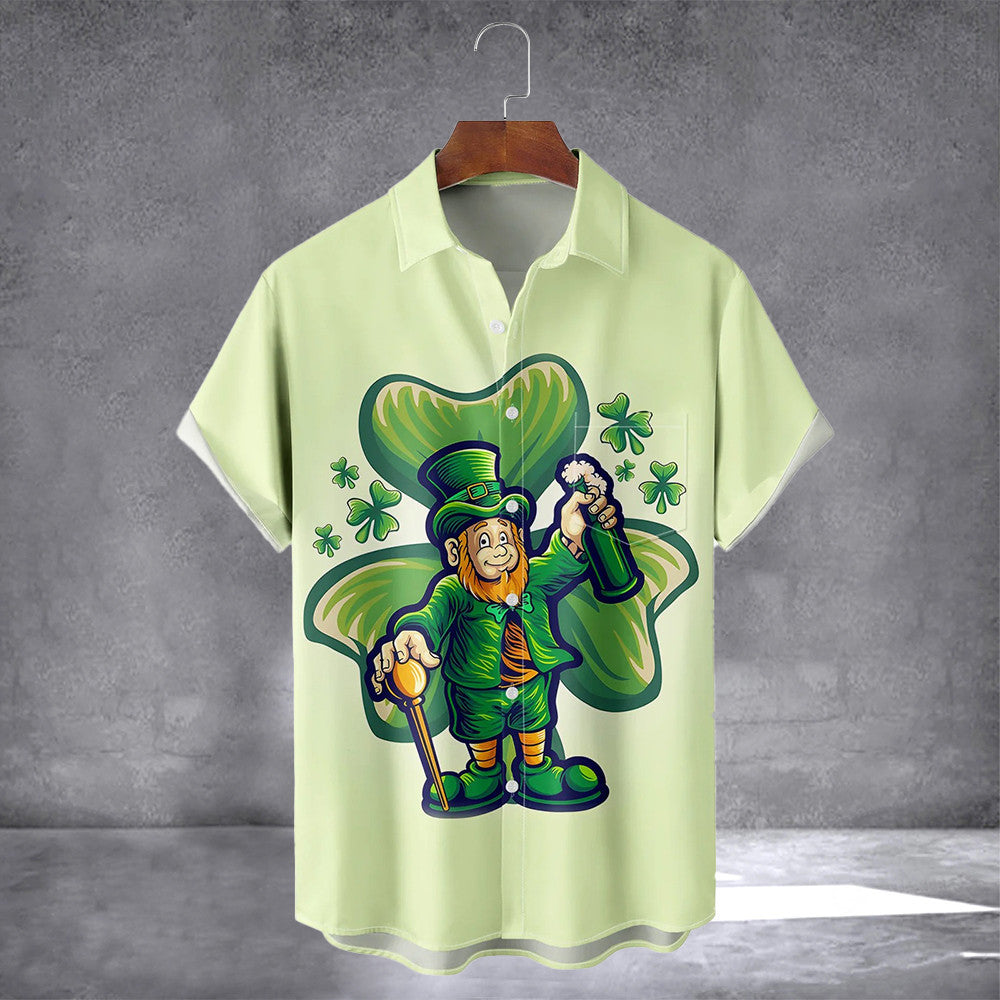 Irish St Patrick's Day Lucky Clover Beer Hawaiian Shirt With Pocket March 17 Holiday Shirt